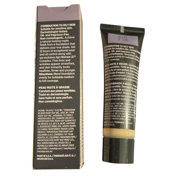 Mary Kay Timewise Matte 3D Foundation Beige W 100 ~ 099965 - Picture 2 of 5